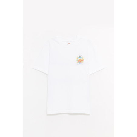 CASABLANCA WHITE FLOWER COURT ICON FLOWER COURT ICON T SHIRT